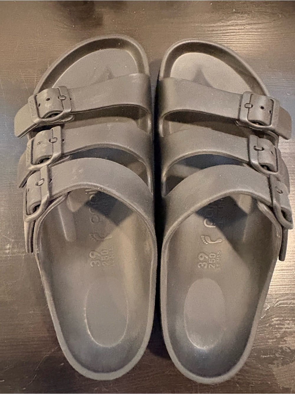 Papillio Triple-strap Black Slide Sandals